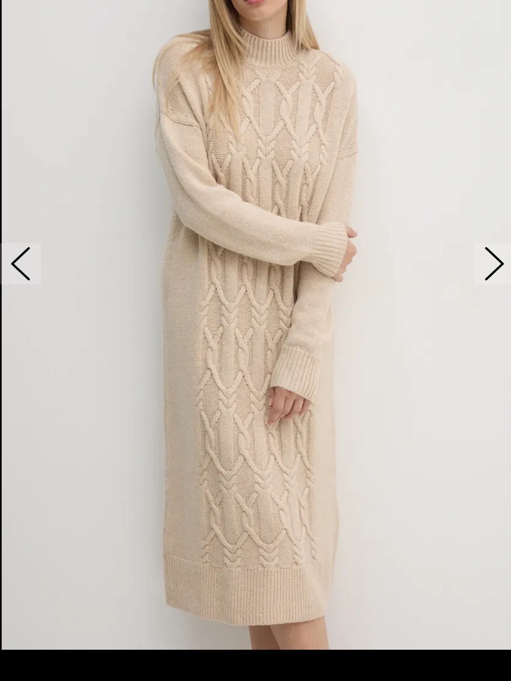 Barbour Collecton Cream Cable-Knit Midi Sweater Dress